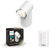 Philips Hue White ambience Adore Badezimmer Spot weiß + Dimmschalter, Intelligenter Einbaustrahler, Bluetooth/Zigbee, Weiß, LED, Metall, GU10