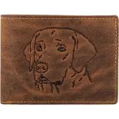 Green Burry Greenburry Geldbörse Herren Leder braun antik Vintage mit Hund Motiv Prägung Portemonnaie 12,5 x 9,5cm
