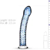 Huismerk Glass Nr. 5 - Spiralglasdildo (transparent-blau)