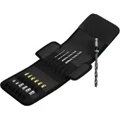Wera 849/855/867/18, Elektro-Mehrzweckwerkzeug, Bohrerbit-Set, Drehung der rechten Hand, Metall, Zylinderförmige Welle, Schwarz, Gold, Edelstahl