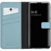 Selencia Samsung Galaxy A51 Hülle - Echtes Leder - - Klapphülle - Hellblau