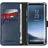 Selencia Samsung Galaxy S8 Hülle - Echtes Leder - - Klapphülle - Blau