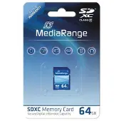 MediaRange MR965, 64 GB, SDXC, Klasse 10, 60 MB/s, 15 MB/s, Blau