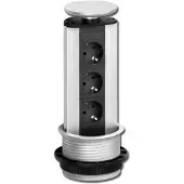 Evoline Port mit Edelstahldeckel - die versenkbare Energiebox mit 3 Steckdosen / Schukosteckdosen / Steckdose