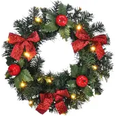 Lesara LED-Weihnachtskranz in Grün/ Rot - Ø 28 cm - onesize
