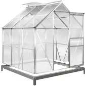 Gardebruk Aluminium Gewächshaus 3.6m² mit Fundament Dachfenster Regenrinne - 190x190cm