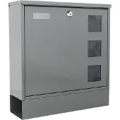 Rottner Briefkasten Postale, Wandmontage, Namensschlid/Postrolle/Sichtfenster, Zylinderschloss, 2 Schlüssel, Stahlblech, B 365 x T 120 x H 380 mm