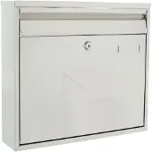 Rottner Briefkasten Teramo, Wandmontage, beidseitiger Einwurf, Namensschlid, Zylinderschloss, inkl. 2 Schlüssel, Edelstahl, B 360 x T 80 x H 320 mm