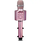 Lenco BMC-090PK - Karaoke Mikrofon mit Bluetooth - 5 Watt RMS Lautsprecher - Integrierter Akku - Lichteffekte - Handyhalter - USB/SD - Pink