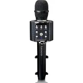 Lenco BMC-090BK - Karaoke Mikrofon mit Bluetooth - 5 Watt RMS Lautsprecher - Integrierter Akku - Lichteffekte - Handyhalter - USB/SD - Schwarz