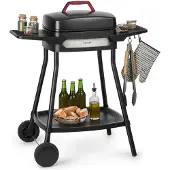 Klarstein Gatsby Elektrogrill Standgrill Tischgrill, Leistung: 2000 W, EasyGrill Concept, Grillfläche: 40 x 36 cm / Aluminiumdruckguss / Antihaft / Grillhaube, zwei Seitentische, schwarz