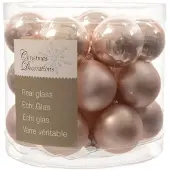 Kaemingk 24 Weihnachtskugeln 25mm Glas mini Christbaumkugeln Spiegelbeeren 3cm hellrosa
