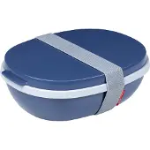 Mepal Lunchbox Ellipse duo, 1425 ml, Aufbewahrungsdose mit separatem Fach, Farbe: dunkelblau, Nordic denim