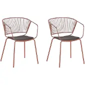 Beliani Set mit 2 Esszimmerstühlen Kupfer mit Metallic-Effekt Metall Sitzpolster Schwarz Kunstleder Glam Industriell Modern