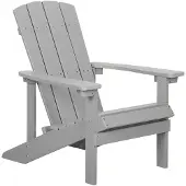 Beliani Gartenstuhl Hellgrau Kunstholz breite Armlehnen Muskoka Adirondack Stil Terrasse Outdoor