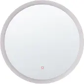 Beliani Badspiegel Silber / Transparent 58 x 58 cm mit LED-Beleuchtung und Touch-Sensor-Schalter Badezimmer Schlafzimmer rund Modernes Design