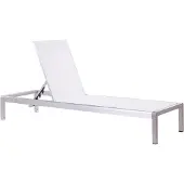 Beliani Gartenliege Weiß Silber Mesh Verstellbar Modern Balkon Terrasse