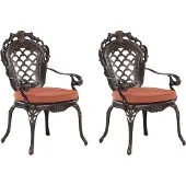 Beliani Gartenstuhl 2er Set Dunkelbraun Aluminium Retro-Optik Gartenmöbel Bistro