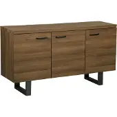 Beliani Sideboard Dunkler Holzfarbton MDF Platte Metall 79 x 140 x 42 cm Modern Industrieller Stil Viel Stauraum Stabiles Gestell Wohnzimmer
