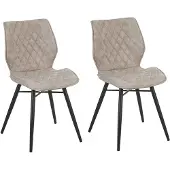 Beliani Esszimmerstuhl 2er Set Beige Polsterbezug Versteppung Metallbeine Modern