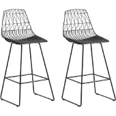 Beliani Moderner Barstuhl 2er Set mit Kissen Schwarz Rückenlehne 113 cm Industriell
