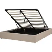 Beliani Polsterbett Hellbraun Stoffbezug mit Lattenrost 160 x 200 cm Hochklappbar Bettkasten Skandi Modern Doppelbett Schlafzimmer Ausstattung