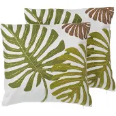 Beliani DEKOKISSEN 2er-Set Dunkelgrün 45/45 cm Zenobia