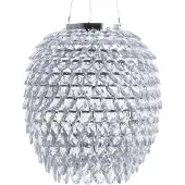 Beliani Hängeleuchte Silber Acrylglas rund mit Kristallen Kronleuchter-Optik Glamour Stil