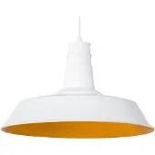 Beliani Hängeleuchte Weiß und Gelb Metall mit Schirm in Schalenform Modern Industrie Stil für Esszimmer Wohnküche Wohnzimmer