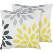 Beliani Gartenkissen 2er Set bunt 45 x 45 cm aus Polyester mit Blättermotiv Quadratisch Garten/ Balkon /Terrasse modernes Design