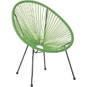 Beliani Balkonstuhl Grün Polyrattan Spaghetti-Optik Modern Mexikanischer Stil Outdoor Balkon Terrasse Garten Möbel
