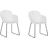 Beliani Esszimmerstuhl 2er Set Weiß Kunststoff Metallbeine Pulverbeschichtet Bequem Modern Wohnzimmer Esszimmer Terrasse