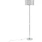 Beliani Stehlampe Silber Metall 160 cm Schirm mit Kristallen aus Acrylglas langes Kabel mit Schalter Moderner Glamouröser Stil