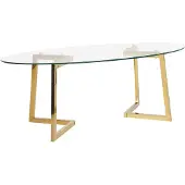 Beliani Couchtisch Transparent Gold 60 x 120 cm Glasplatte mit Edelstahl Universell einsetzbar Oval Modern