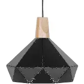 Beliani Hängeleuchte Schwarz Metall und Holz mit Schirm in Glockenform Lochmuster Shabby Chic Vintage Stil