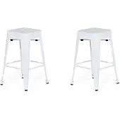 Beliani Trendy Barhocker 2er Set Weiß Metall 60 cm Industriell