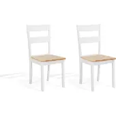 Beliani Praktisches Stuhl-Set 2er Set Weiß/Braun Gummibaumholz