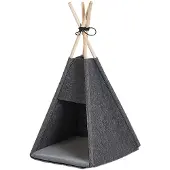 Beliani Tierbett Dunkelgrau Filz 35x40 cm Tierkorb Tipi-Zelt für kleine Hunde, sowie Katzen
