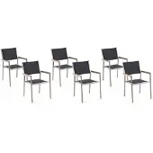 Beliani Gartenstühle 6er Set Schwarz Polyester Edelstahl Modern Terrasse Outdoor