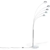 Beliani Stehlampe Silber Metall 210 cm 5-flammig Marmorfuß verstellbare Schirme langes Kabel mit Schalter Bogenlampe Industrie Look