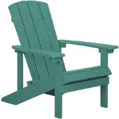 Beliani Gartenstuhl Grün Kunstholz breite Armlehnen Muskoka Adirondack Stil Terrasse Outdoor