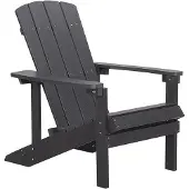 Beliani Gartenstuhl Dunkelgrau Kunstholz breite Armlehnen Muskoka Adirondack Stil Terrasse Outdoor
