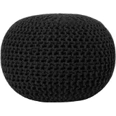 Beliani Pouf aus schwarzem, gestricktem Baumwollstoff CONRAD (50 x 35 cm)