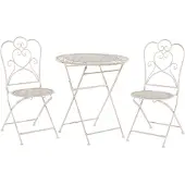 Beliani Bistroset beige Metall 2er Balkon Terrasse Garten romantisch