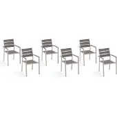 Beliani Gartenstuhl 6er Set Grau Kunstholz Metallbeine Stapelbar Modern