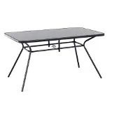 Beliani Gartentisch Schwarz Sicherheitsglas Stahl 140x80 cm Balkon Terrasse