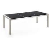 Beliani Gartentisch Schwarz/Silber Granit/Basalt Edelstahl 3 Tischplatten 220 x 100 cm Poliert Modern Outdoor