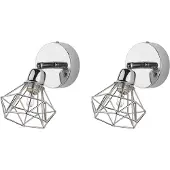 Beliani Wandleuchte Silber Metall 2er Set verstallbar Diamant Form Industrie Look Moderne Wandlampe