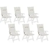 Beliani Auflage für Gartenstuhl Cremeweiß Polsterbezug 6er Set Gartenmöbel