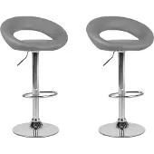 Beliani Trendy Barhocker Grau Kunstleder Höhenverstellbar Drehbar Modern